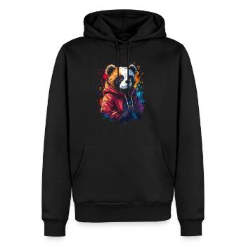 Hip Hop Bear Vintage Urban Streetwear - Men’s Premium Organic Hoodie - black - Front - Nico (187cm)