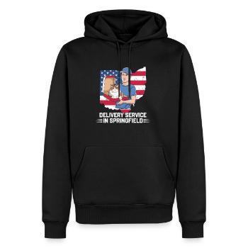Service de livraison OH Débat  Harris Manger - Sweat à capuche Premium bio Homme - noir - Devant - Nico (187cm)