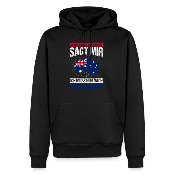 Die Stimme In Meinem Kopf Sagt Mir Muss Nach Austr - Männer Premium Bio Hoodie - Schwarz - Vorne - Nico (187cm)