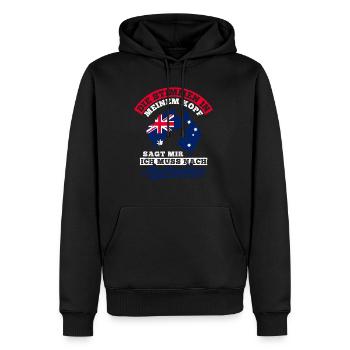 Die Stimme In Meinem Kopf Sagt Mir Muss Nach Austr - Männer Premium Bio Hoodie - Schwarz - Vorne - Nico (187cm)