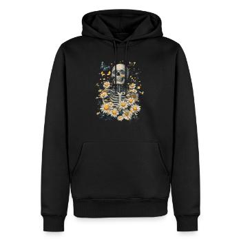 Fleurs squelettes - Sweat à capuche Premium bio Homme - noir - Devant - Nico (187cm)
