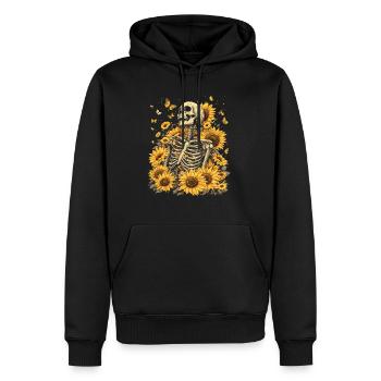 Fleurs squelettes - Sweat à capuche Premium bio Homme - noir - Devant - Nico (187cm)