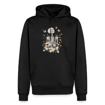 Fleurs squelettes - Sweat à capuche Premium bio Homme - noir - Devant - Nico (187cm)