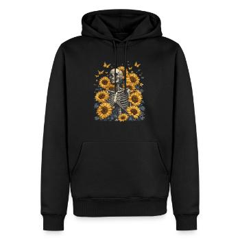 Fleurs squelettes - Sweat à capuche Premium bio Homme - noir - Devant - Nico (187cm)