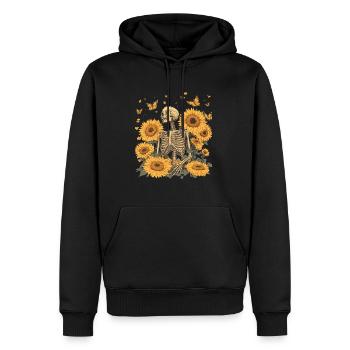Fleurs squelettes - Sweat à capuche Premium bio Homme - noir - Devant - Nico (187cm)