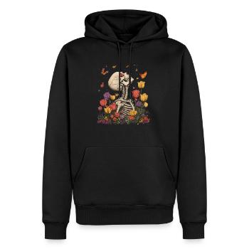 Fleurs squelettes - Sweat à capuche Premium bio Homme - noir - Devant - Nico (187cm)