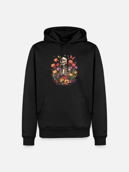 Skeleton Flowers - Men’s Premium Organic Hoodie - black