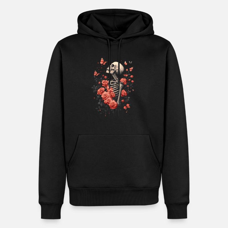 Fleurs squelettes - Sweat à capuche Premium bio Homme - noir