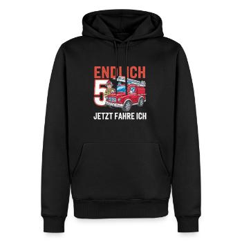 Endlich 5 Jetzt Fahre Ich Feuerwehr - Männer Premium Bio Hoodie - Schwarz - Vorne - Nico (187cm)