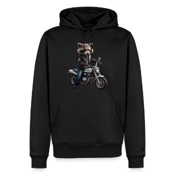 Waschbär-Biker - Männer Premium Bio Hoodie - Schwarz - Vorne - Nico (187cm)