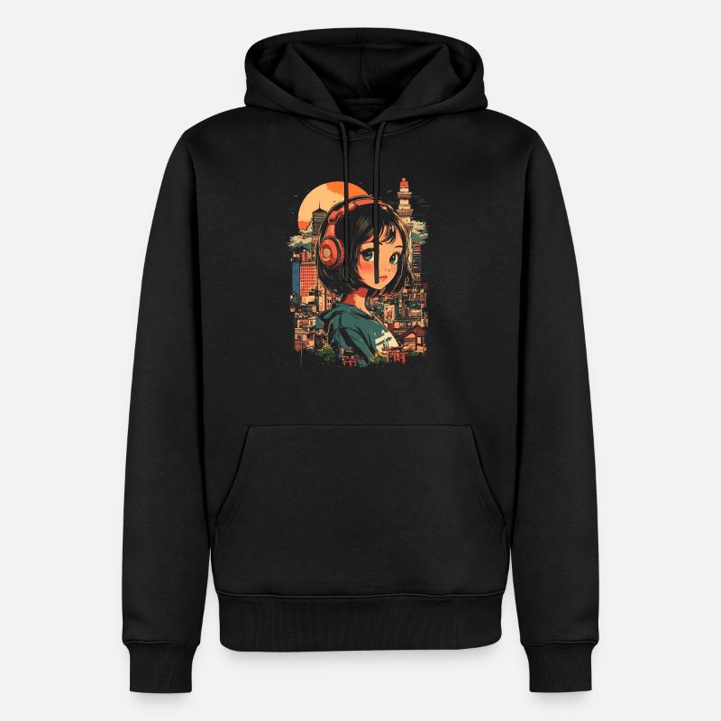 Anime Mädchen Japan - Männer Premium Bio Hoodie - Schwarz