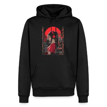 Fille d’Anime Japon - Sweat à capuche Premium bio Homme - noir - Devant - Nico (187cm)