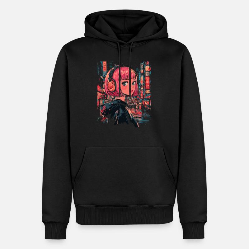 Fille d’Anime Japon - Sweat à capuche Premium bio Homme - noir