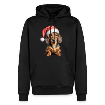 Dackel Weihnachtshund - Männer Premium Bio Hoodie - Schwarz - Vorne - Nico (187cm)