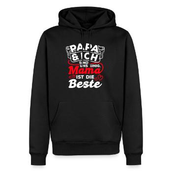 Papa et moi sommes d’accord que maman est la meilleure maman - Sweat à capuche Premium bio Homme - noir - Devant - Nico (187cm)