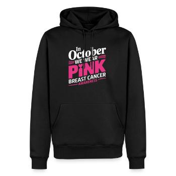 En octobre, nous portons du Pink Horror Breast Cancer - Sweat à capuche Premium bio Homme - noir - Devant - Nico (187cm)