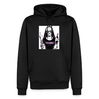 Rebellious Nun Techno Party Hardstyle - Sweat à capuche Premium bio Homme - noir - Devant - Nico (187cm)
