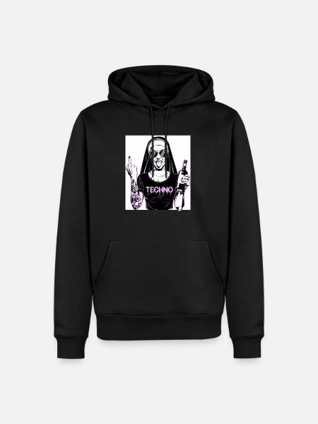 Rebellious Nun Techno Party Hardstyle - Men’s Premium Organic Hoodie - black