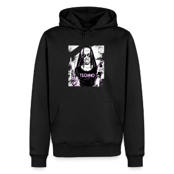 Rebellious Nun Techno Party Hardstyle - Sweat à capuche Premium bio Homme - noir - Devant - Nico (187cm)