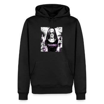 Rebellious Nun Techno Party Hardstyle - Sweat à capuche Premium bio Homme - noir - Devant - Nico (187cm)