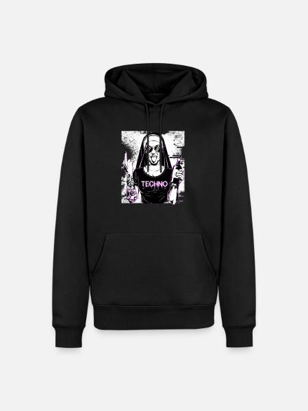 Rebellious Nun Techno Party Hardstyle - Men’s Premium Organic Hoodie - black