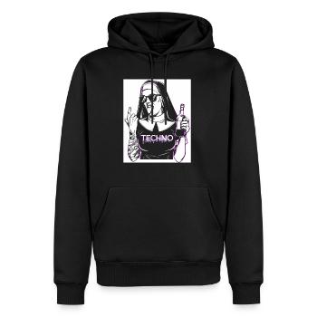 Rebellious Nun Techno Party Hardstyle - Sweat à capuche Premium bio Homme - noir - Devant - Nico (187cm)