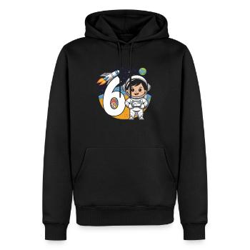 6e anniversaire astronaute aventure spatiale pour les garçons - Sweat à capuche Premium bio Homme - noir - Devant - Nico (187cm)