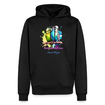 Wellensittich Vogel Papagei - Männer Premium Bio Hoodie - Schwarz - Vorne - Nico (187cm)