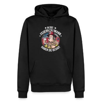 Devenez pompier vous avez dit drôle - Sweat à capuche Premium bio Homme - noir - Devant - Nico (187cm)