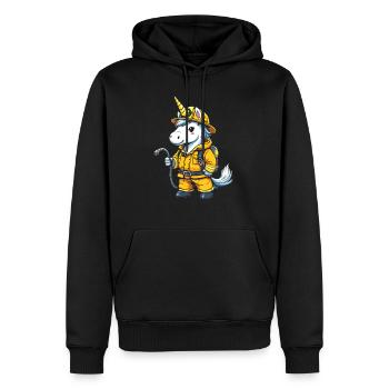 Feuerwehrmann Einhorn - Männer Premium Bio Hoodie - Schwarz - Vorne - Nico (187cm)