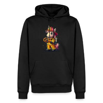 Feuerwehrmann Einhorn - Männer Premium Bio Hoodie - Schwarz - Vorne - Nico (187cm)