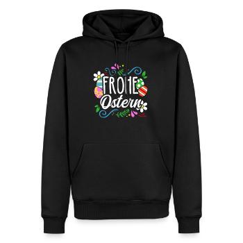 Joyeuses Pâques - Sweat à capuche Premium bio Homme - noir - Devant - Nico (187cm)