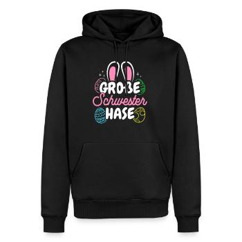 Grande Soeur Lapin Pâques, Familles de Lapins, Pâques - Sweat à capuche Premium bio Homme - noir - Devant - Nico (187cm)