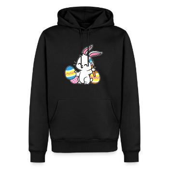 Lapin de Pâques peint Oeuf de Pâques Peinture - Sweat à capuche Premium bio Homme - noir - Devant - Nico (187cm)