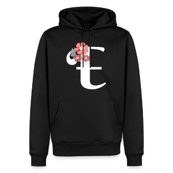 Lettre e fleurs minimalistes - Sweat à capuche Premium bio Homme - noir - Devant - Nico (187cm)
