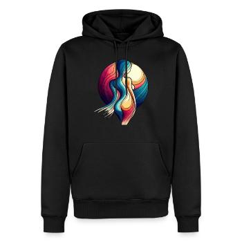 Woman in front of the moon - Men’s Premium Organic Hoodie - black - Front - Nico (187cm)