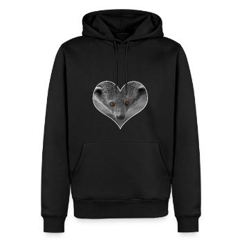 Binturong Herz - Männer Premium Bio Hoodie - Schwarz - Vorne - Nico (187cm)
