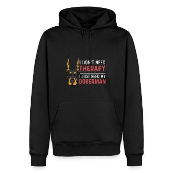 Besoin de mon doberman. Poison pour personne déprimée - Sweat à capuche Premium bio Homme - noir - Devant - Nico (187cm)
