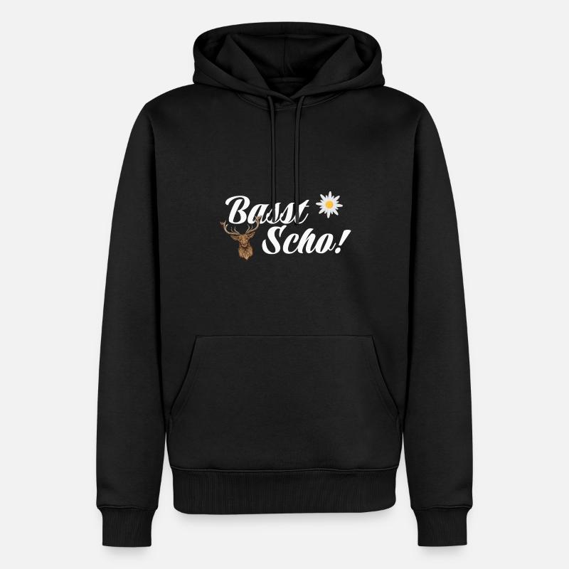 Basst Scho | Trachten Hirsch - Männer Premium Bio Hoodie - Schwarz