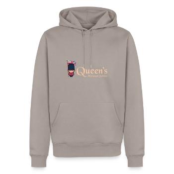British Queen Monarchy Platinum Jubilee 70th yr - Men’s Premium Organic Hoodie - taupe - Front - Nico (187cm)