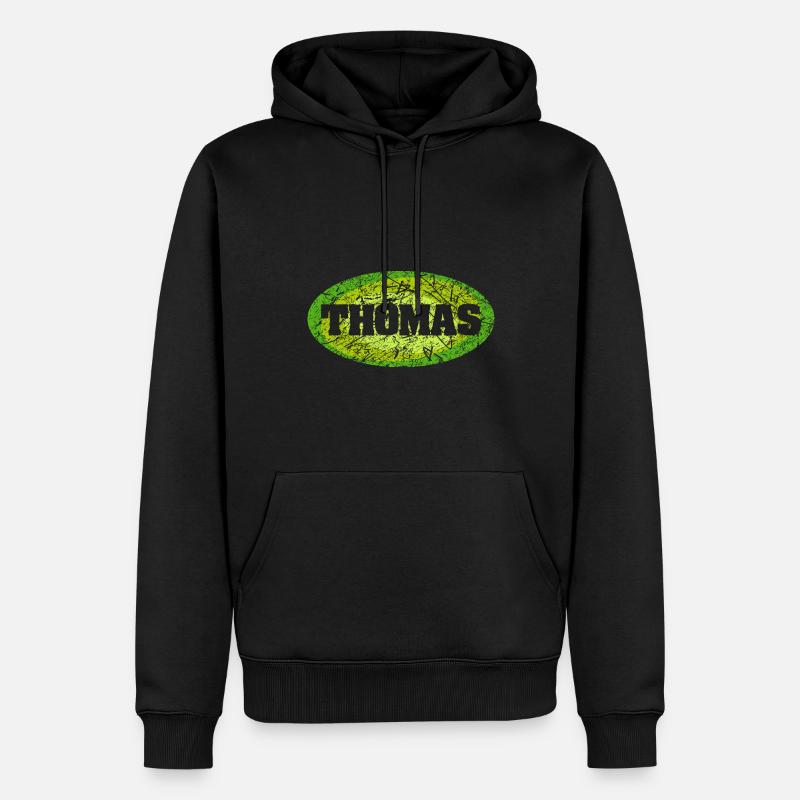 Retro Thomas - Männer Premium Bio Hoodie - Schwarz