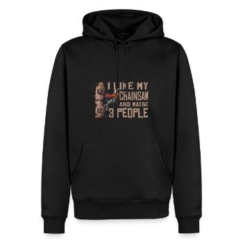 Motorsäge I Like My Chainsaw And Mabye 3 People - Männer Premium Bio Hoodie - Schwarz - Vorne - Nico (187cm)