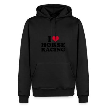 J’adore les courses de chevaux - Sweat à capuche Premium bio Homme - noir - Devant - Nico (187cm)