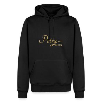 Le prénom de Petra - Sweat à capuche Premium bio Homme - noir - Devant - Nico (187cm)