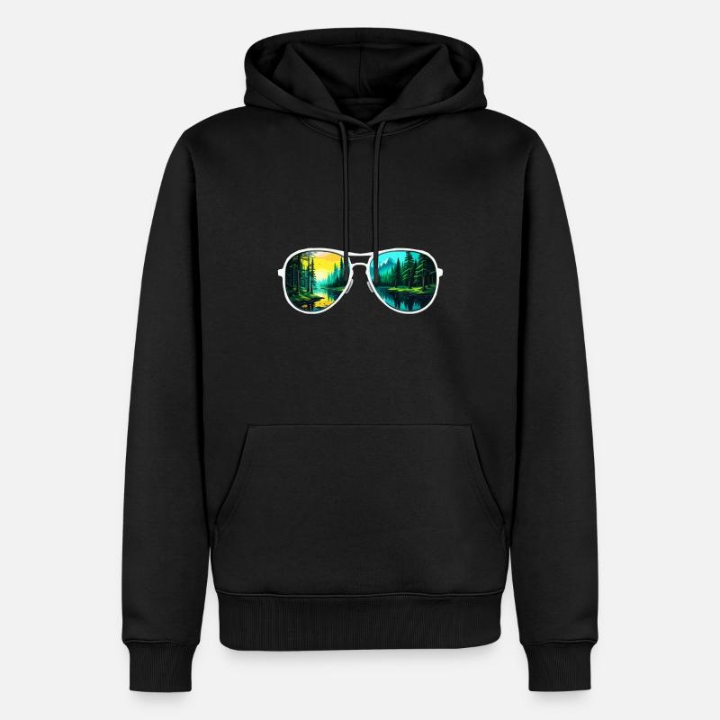 Sonnenbrille / Reflektion / Wald / Spiegelung - Männer Premium Bio Hoodie - Schwarz