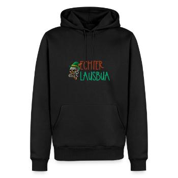 Lausbua Lausbub Lederhosen Trachten - Männer Premium Bio Hoodie - Schwarz - Vorne - Nico (187cm)