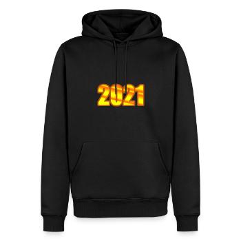 Jahreszahl 2021 - Männer Premium Bio Hoodie - Schwarz - Vorne - Nico (187cm)