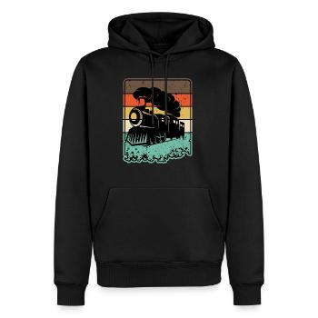 Train rétro - Sweat à capuche Premium bio Homme - noir - Devant - Nico (187cm)
