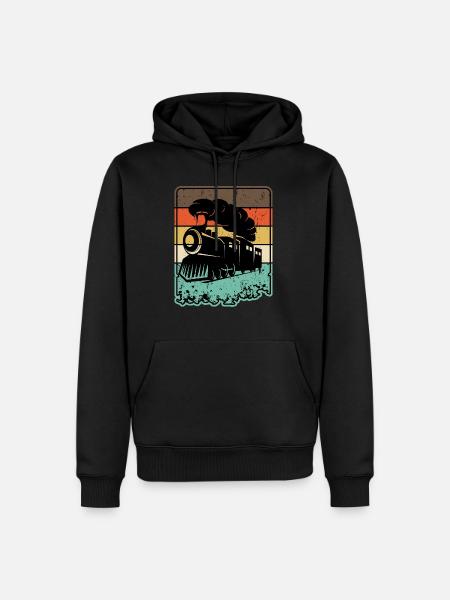Train rétro - Sweat à capuche Premium bio Homme - noir
