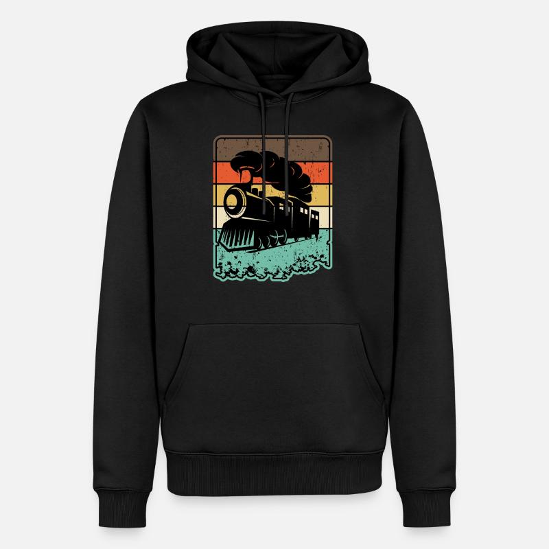 Train rétro - Sweat à capuche Premium bio Homme - noir